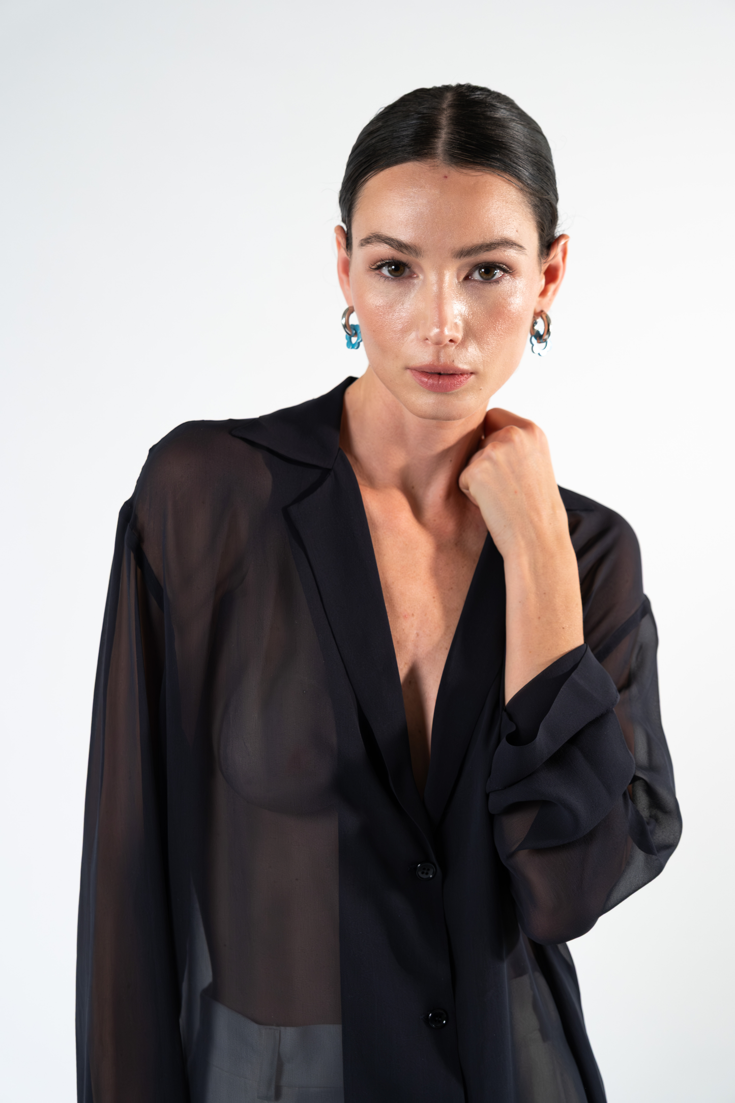 Camicia in chiffon di seta - marrone