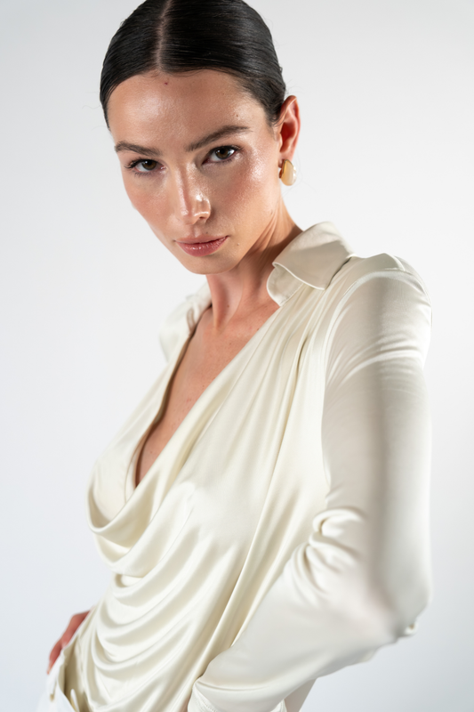 Body drappeggiato - avorio