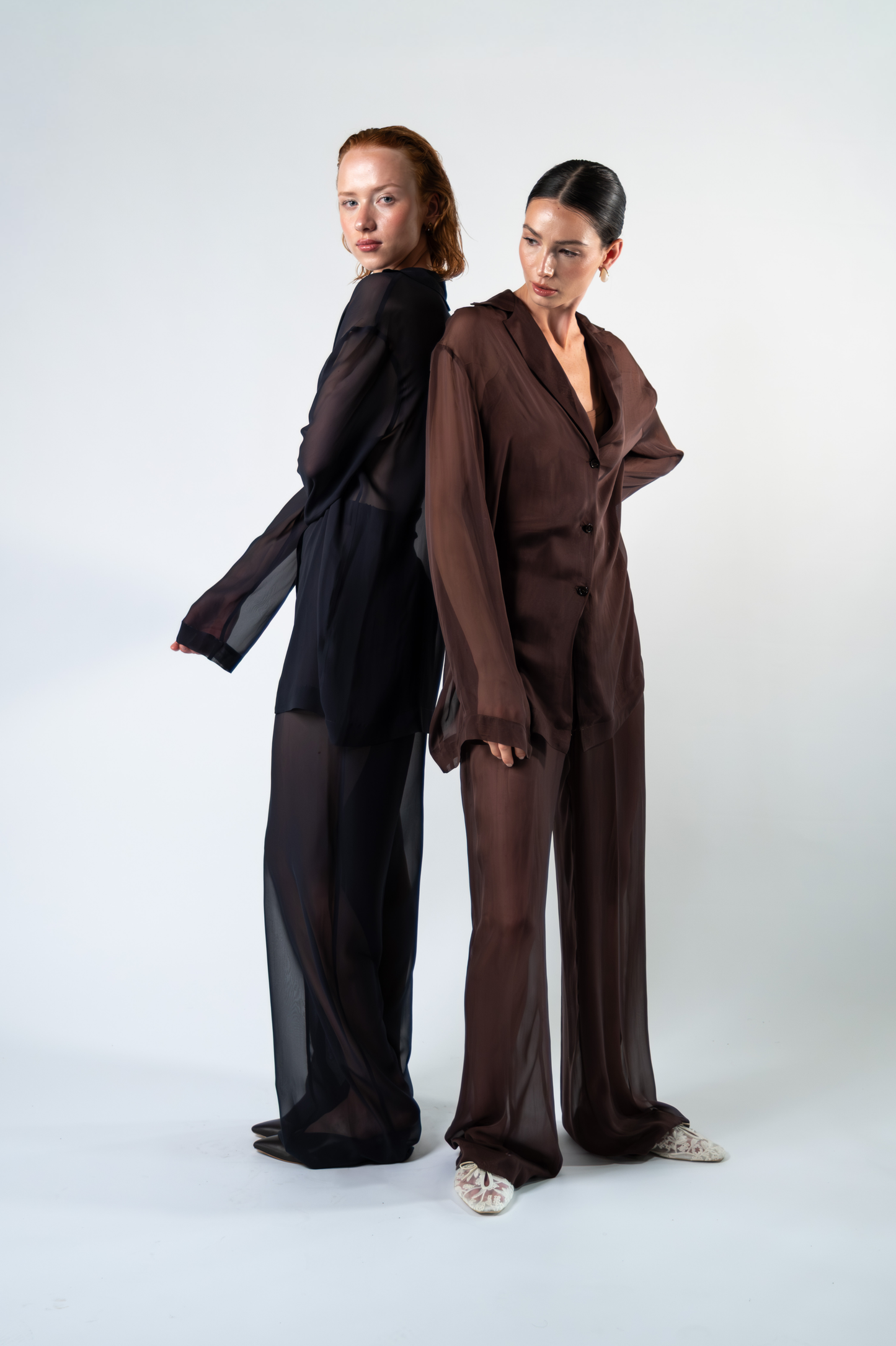 Pantalone in chiffon di seta