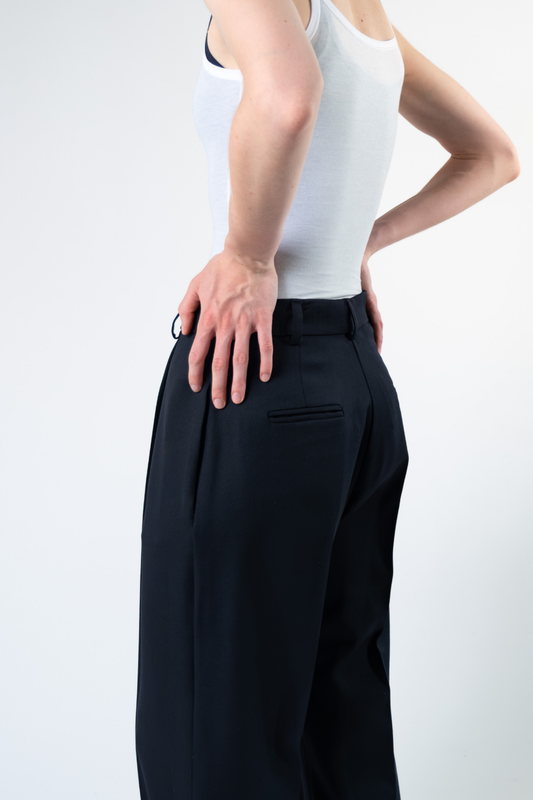 Pantalone sartoriale in fresco di lana - blu