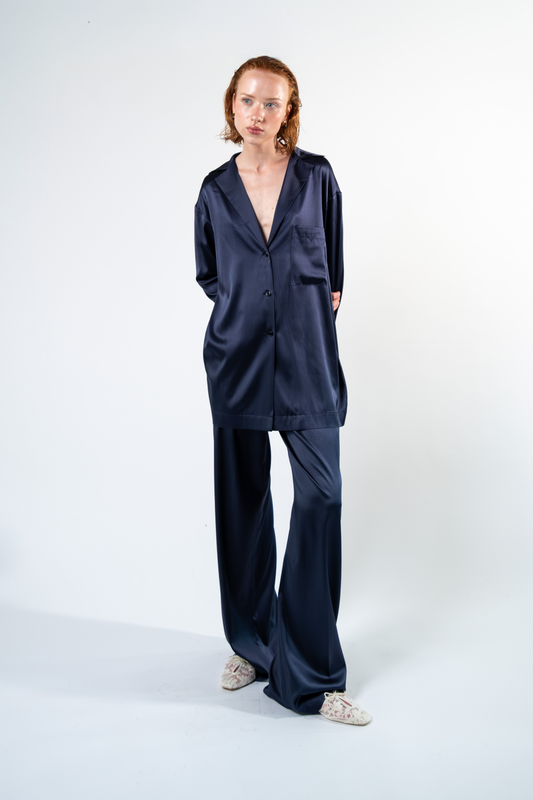 Pantalone in seta - blu