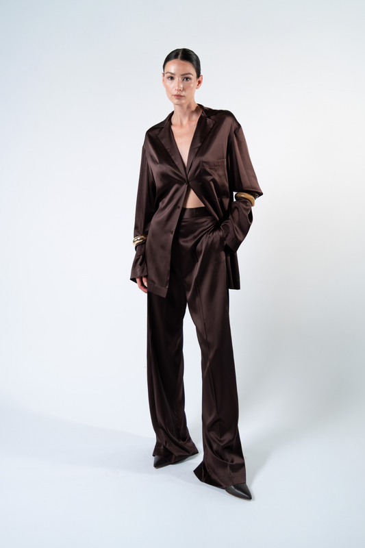 Pantalone in seta - marrone