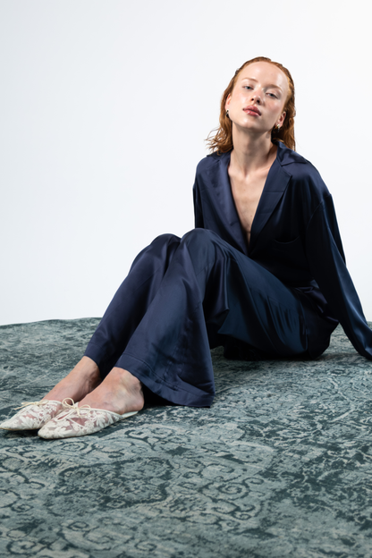 Pantalone in seta - blu