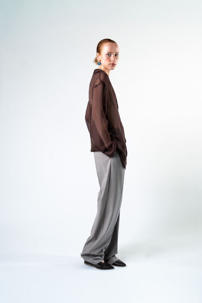 Camicia in chiffon di seta - marrone