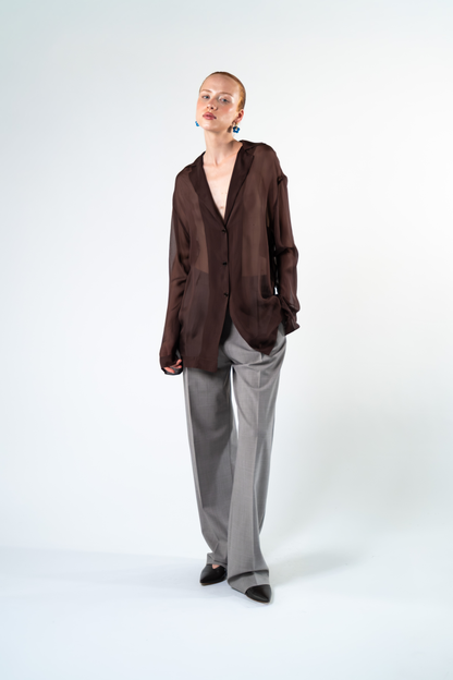 Camicia in chiffon di seta - blu