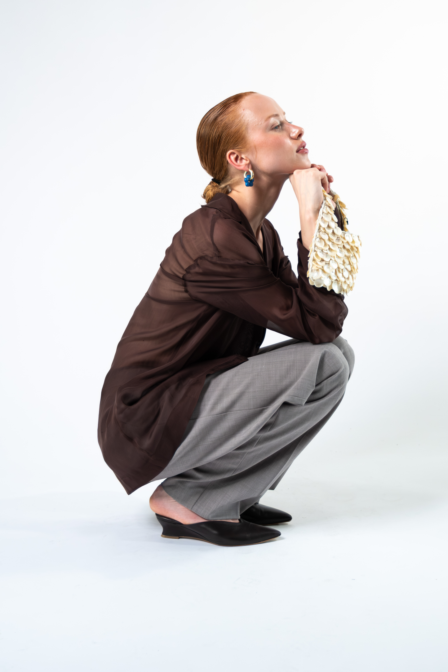 Camicia in chiffon di seta - marrone