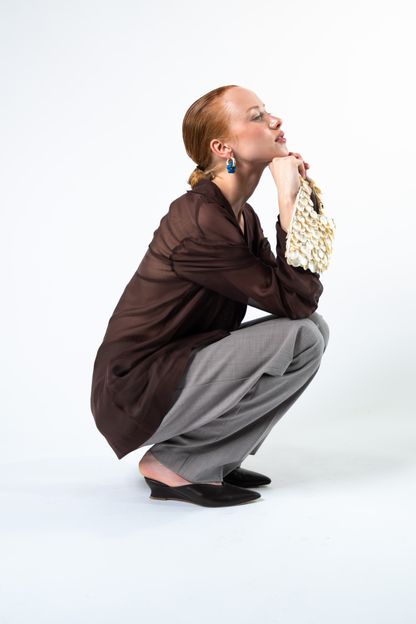 Camicia in chiffon di seta - marrone