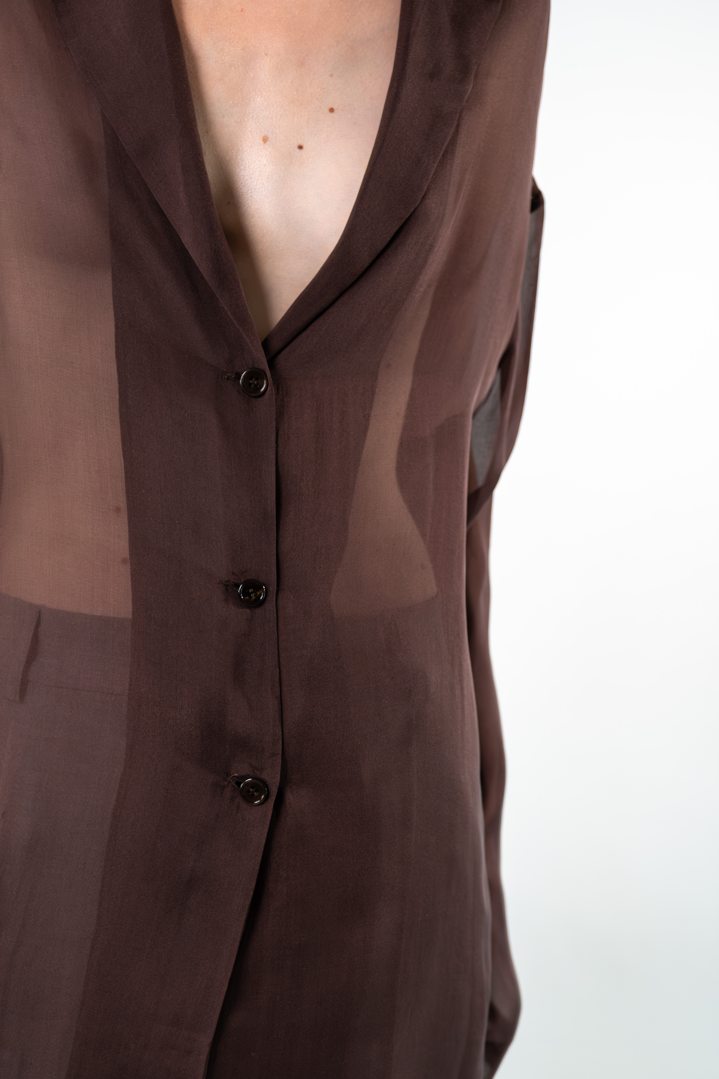Camicia in chiffon di seta - blu