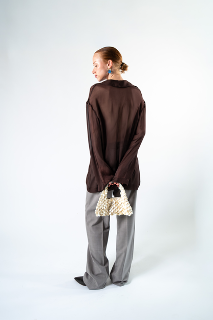 Camicia in chiffon di seta - blu