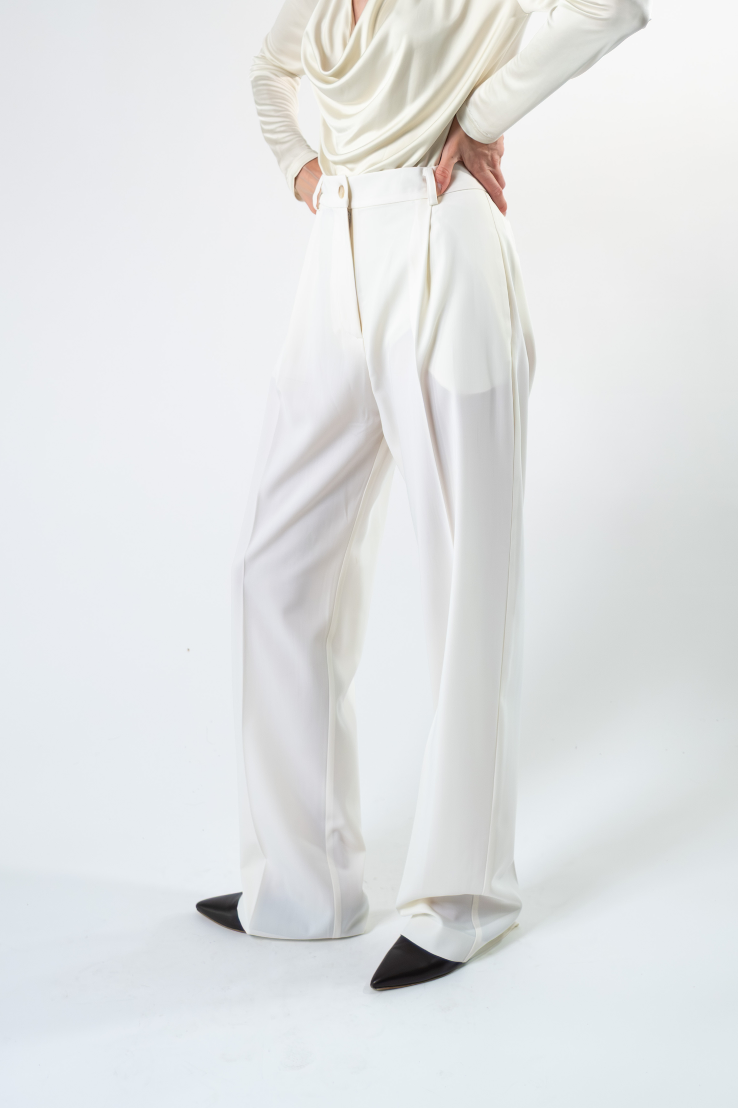 Pantalone sartoriale in fresco di lana - bianco
