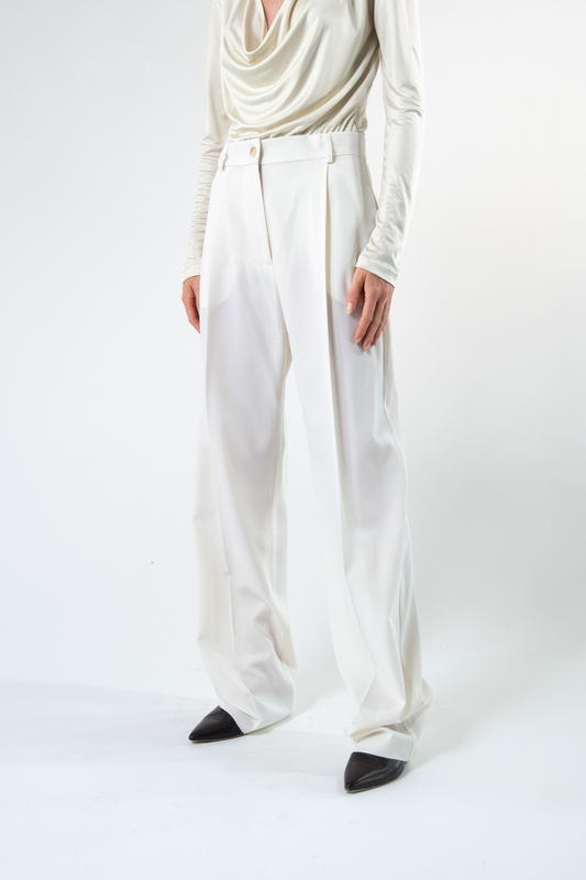 Pantalone sartoriale in fresco di lana - bianco