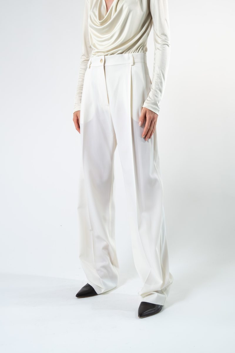 Pantalone sartoriale in fresco di lana - bianco
