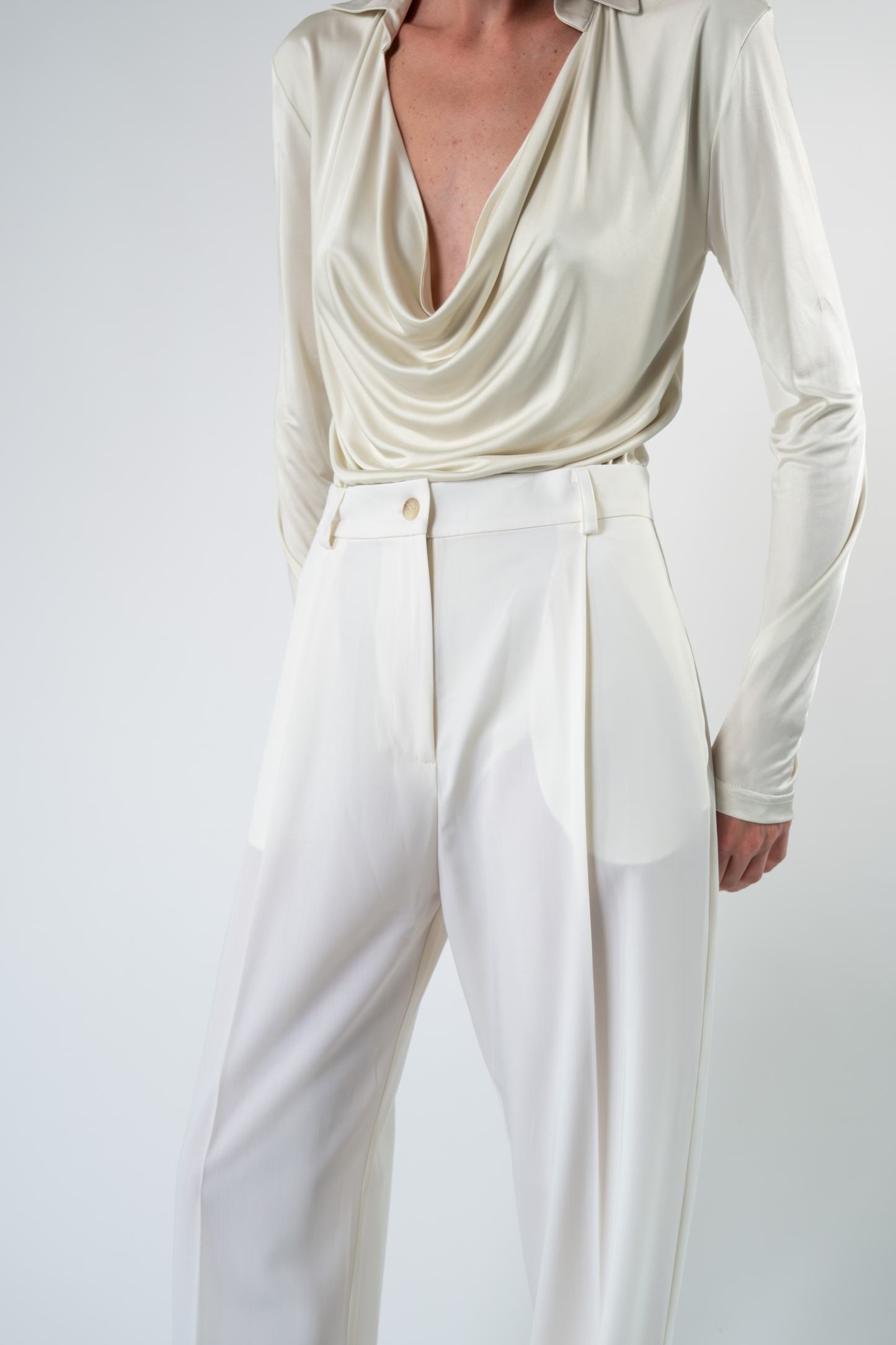 Pantalone sartoriale in fresco di lana - bianco