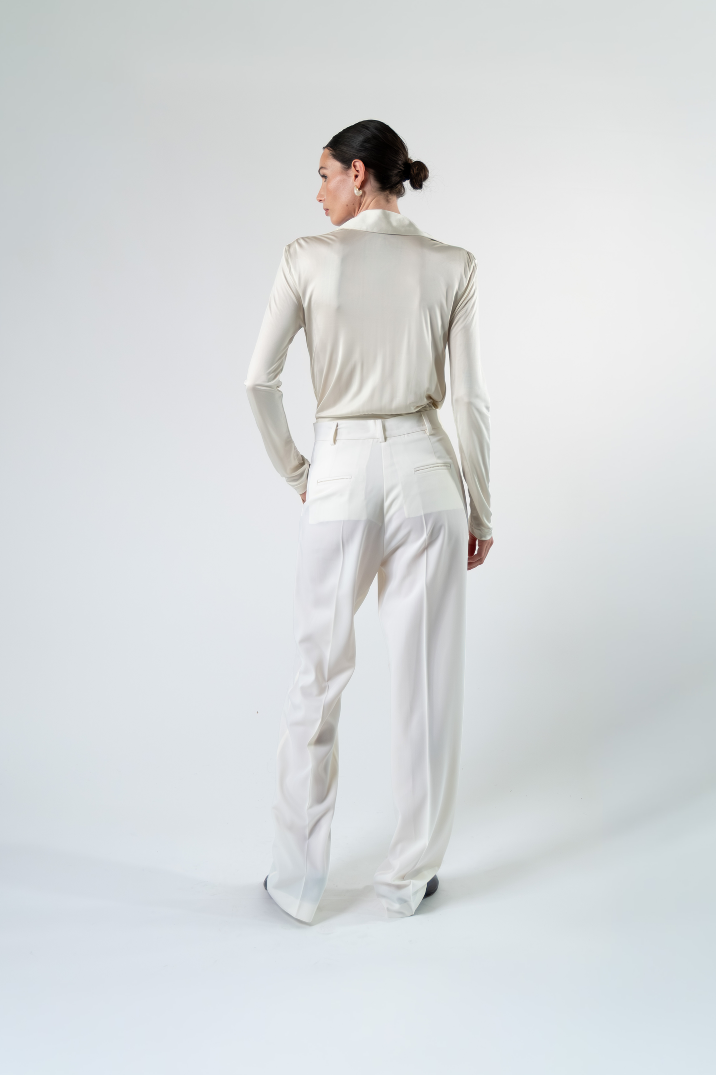 Pantalone sartoriale in fresco di lana - bianco