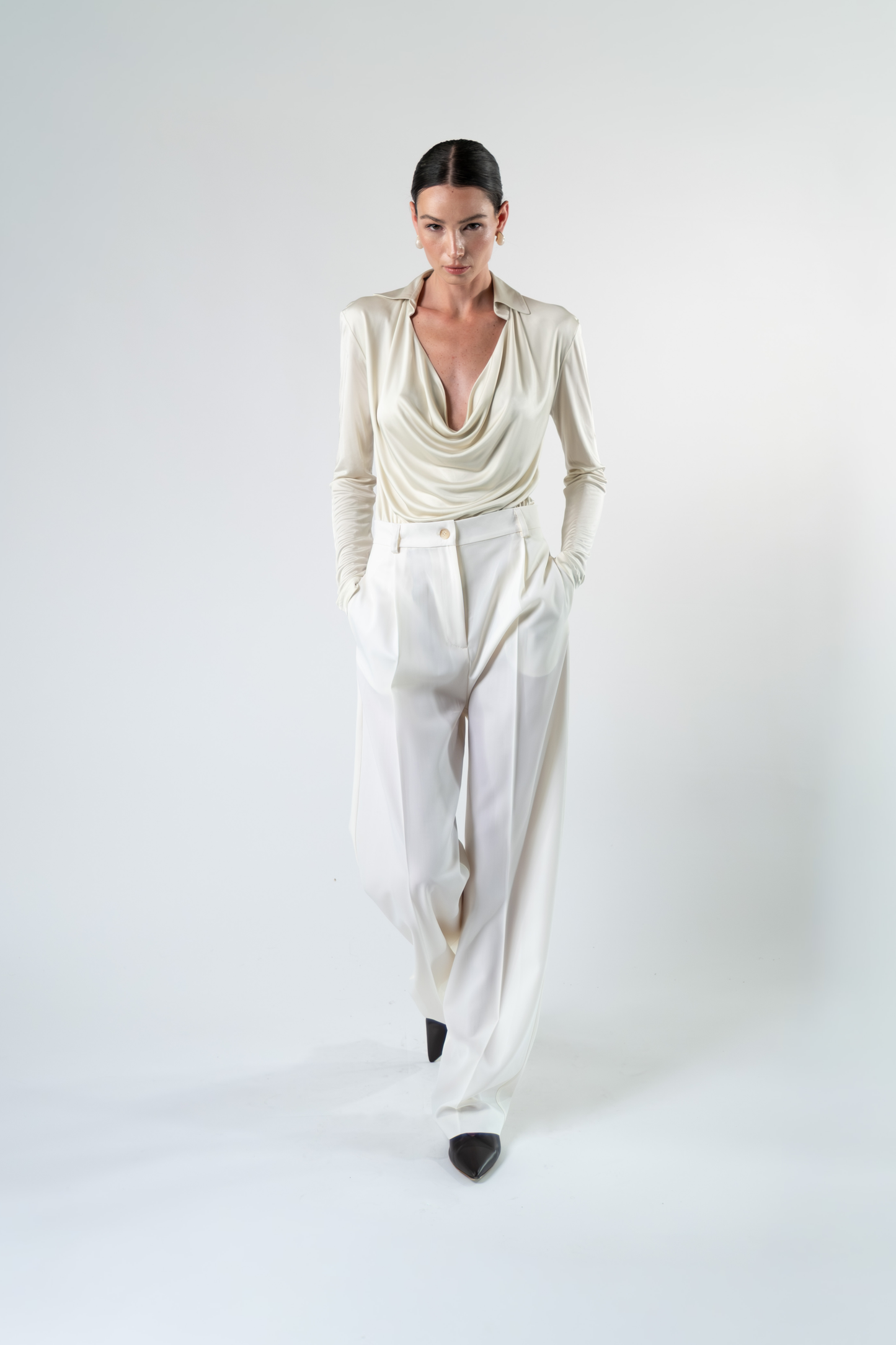 Pantalone sartoriale in fresco di lana - bianco