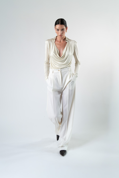 Pantalone sartoriale in fresco di lana - bianco