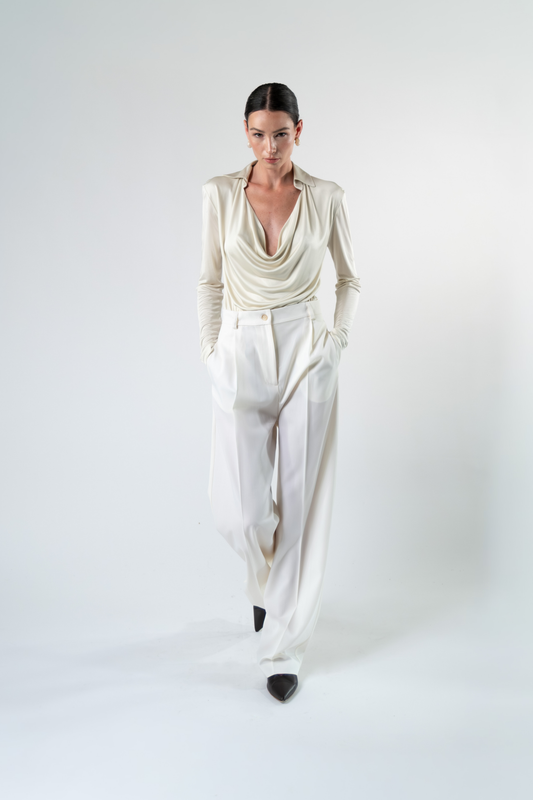 Pantalone sartoriale in fresco di lana - bianco