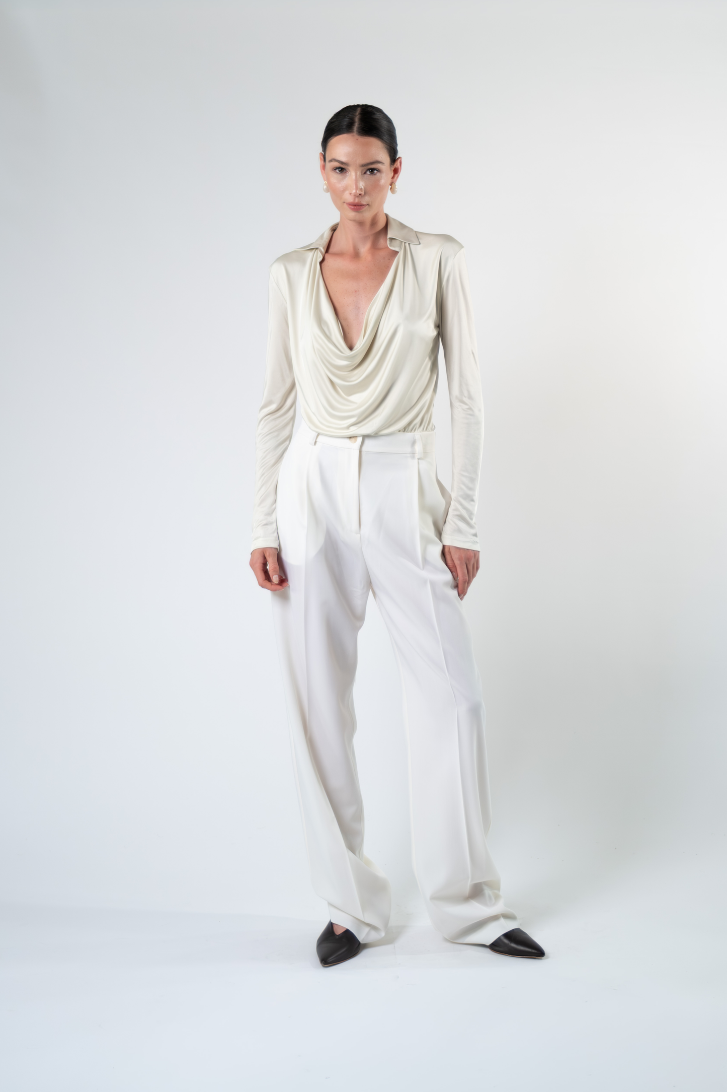 Pantalone sartoriale in fresco di lana - bianco