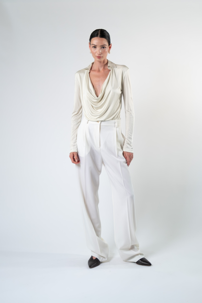 Pantalone sartoriale in fresco di lana - bianco