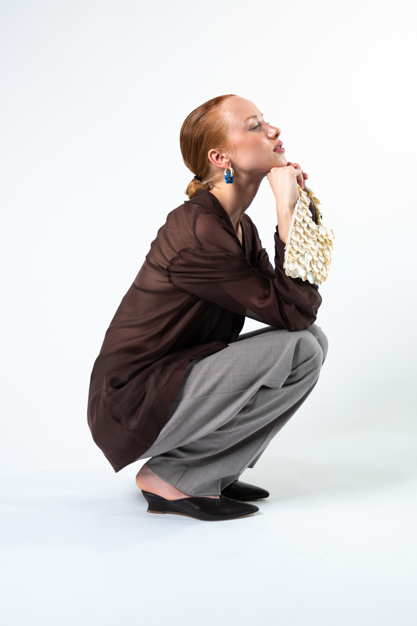 Camicia in chiffon di seta - blu