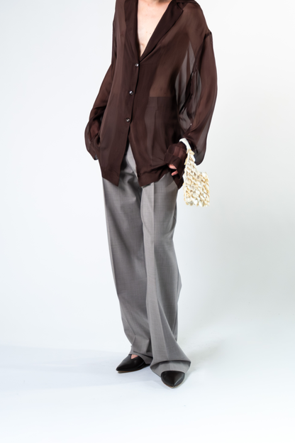 Pantalone sartoriale in fresco di lana - grigio