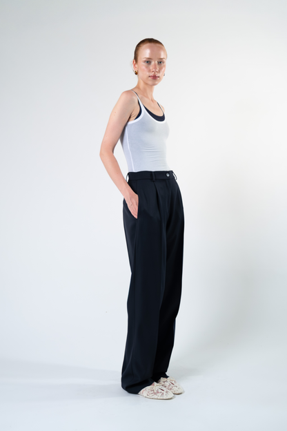 Pantalone sartoriale in fresco di lana - blu
