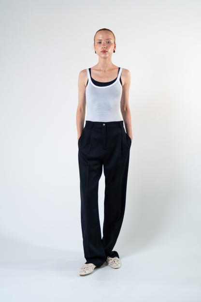 Pantalone sartoriale in fresco di lana - blu