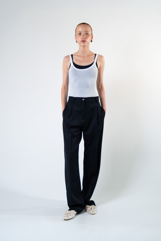 Pantalone sartoriale in fresco di lana - blu