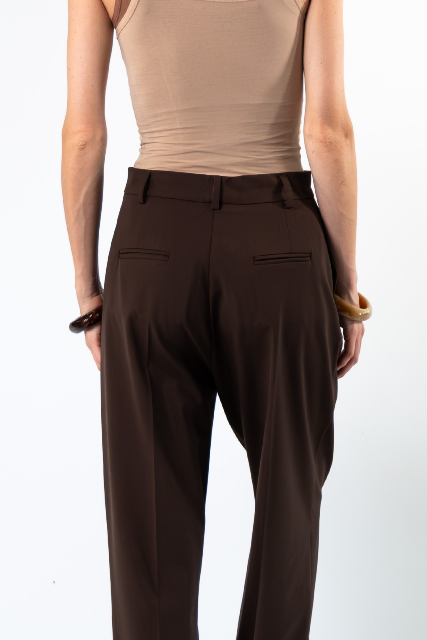 Pantalone sartoriale in fresco di lana - marrone