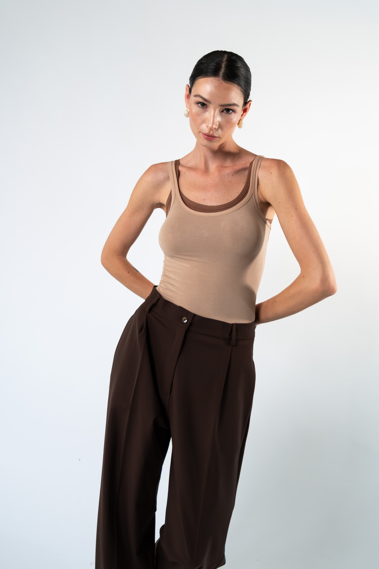 Pantalone sartoriale in fresco di lana - marrone