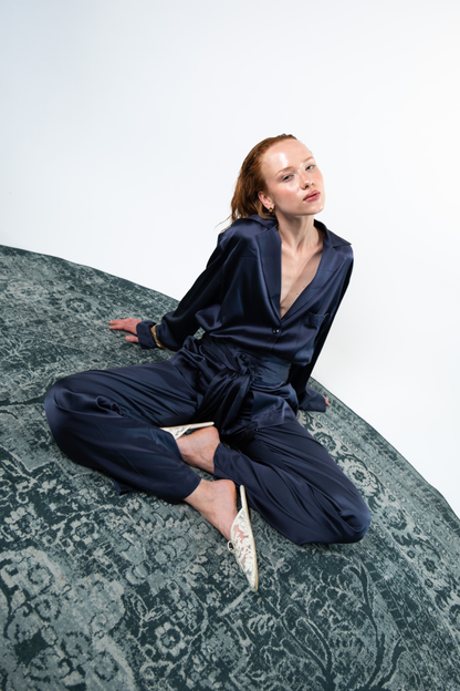 Pantalone in seta - blu