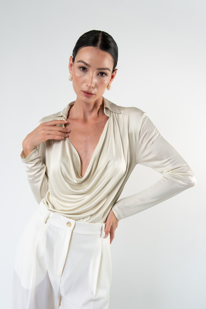 Body drappeggiato - avorio