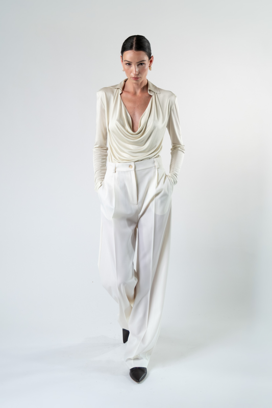 Body drappeggiato - avorio