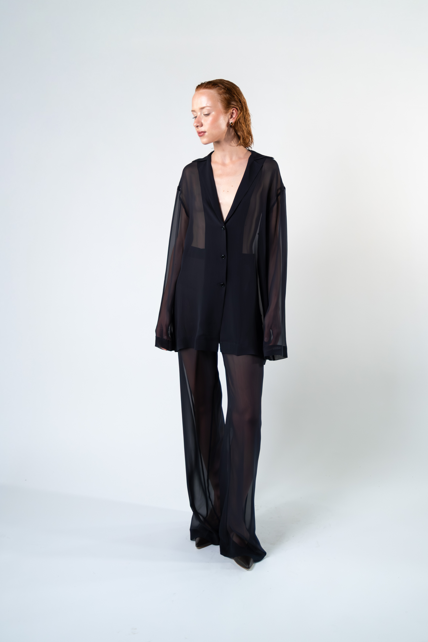 Pantalone in chiffon di seta