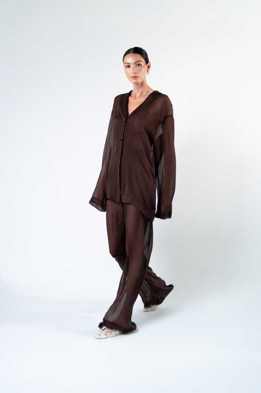 Pantalone in chiffon di seta
