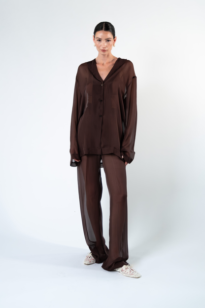 Pantalone in chiffon di seta